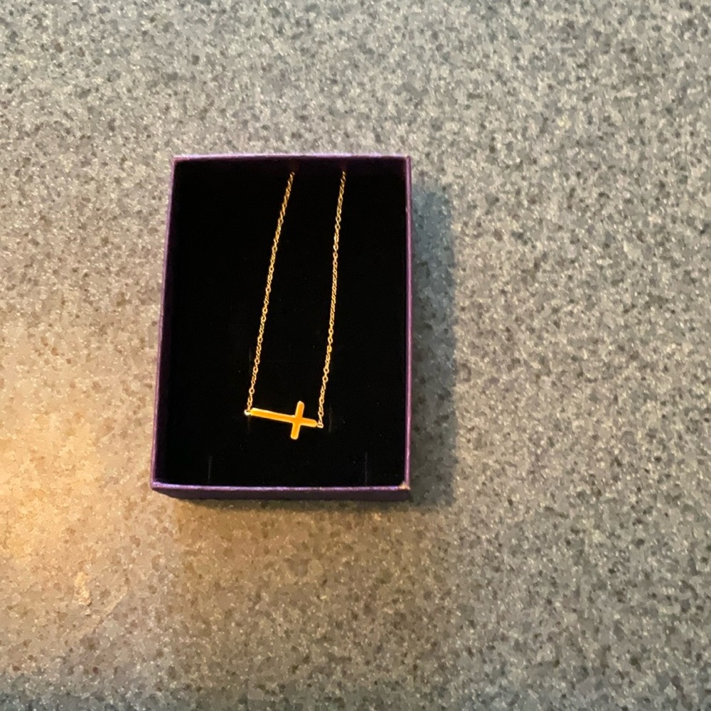 Kaaymond gold tone cross necklace, 16-18 inches. New, never worn.